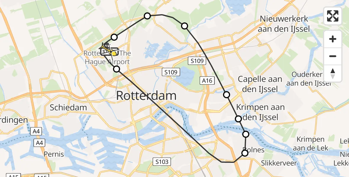 Routekaart van de vlucht: Lifeliner 2 naar Rotterdam The Hague Airport, Terletpad