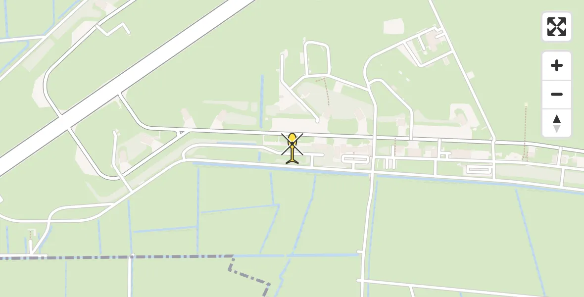 Vluchtroute Ambulancehelikopter van Vliegbasis Leeuwarden naar Vliegbasis Leeuwarden