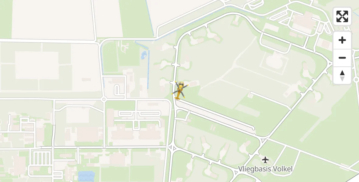 Vluchtroute Traumahelikopter van Vliegbasis Volkel naar Vliegbasis Volkel