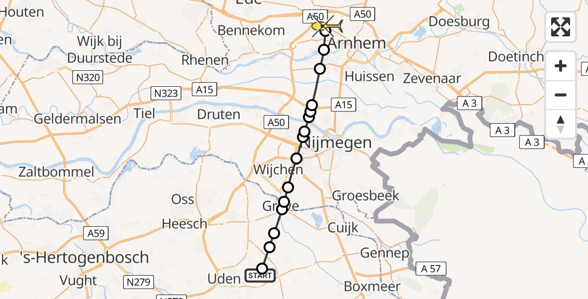 Routekaart van de vlucht: Lifeliner 3 naar Arnhem, Trentsedijk