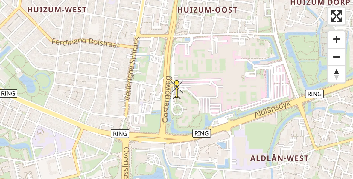 Vluchtroute Ambulancehelikopter van Leeuwarden naar Leeuwarden