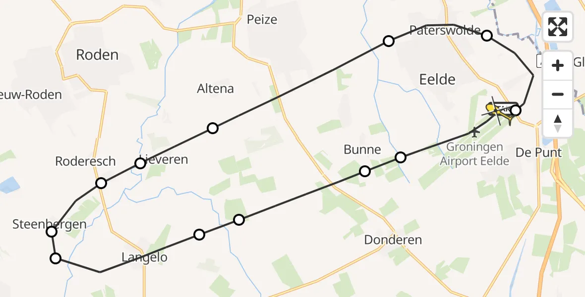 Routekaart van de vlucht: Lifeliner 4 naar Groningen Airport Eelde, Veldkampweg