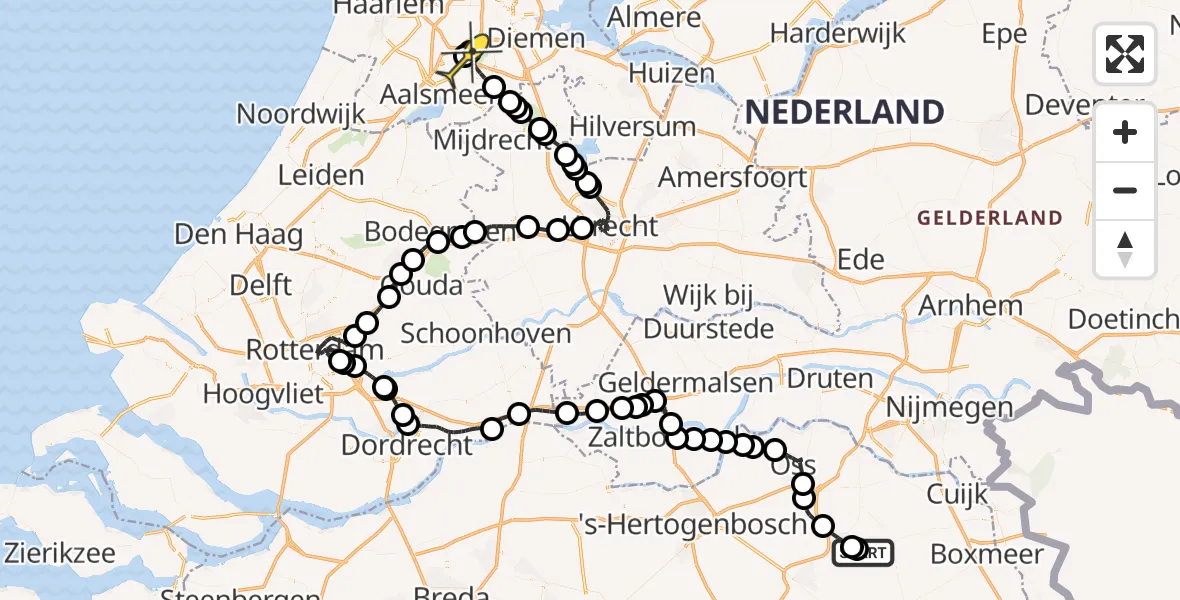 Routekaart van de vlucht: Politieheli naar Schiphol, Weverstraat