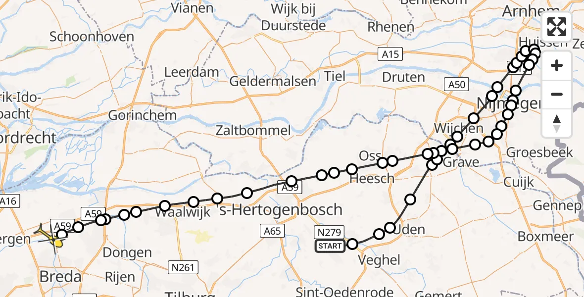 Routekaart van de vlucht: Lifeliner 3 naar Terheijden, Steegse Loop
