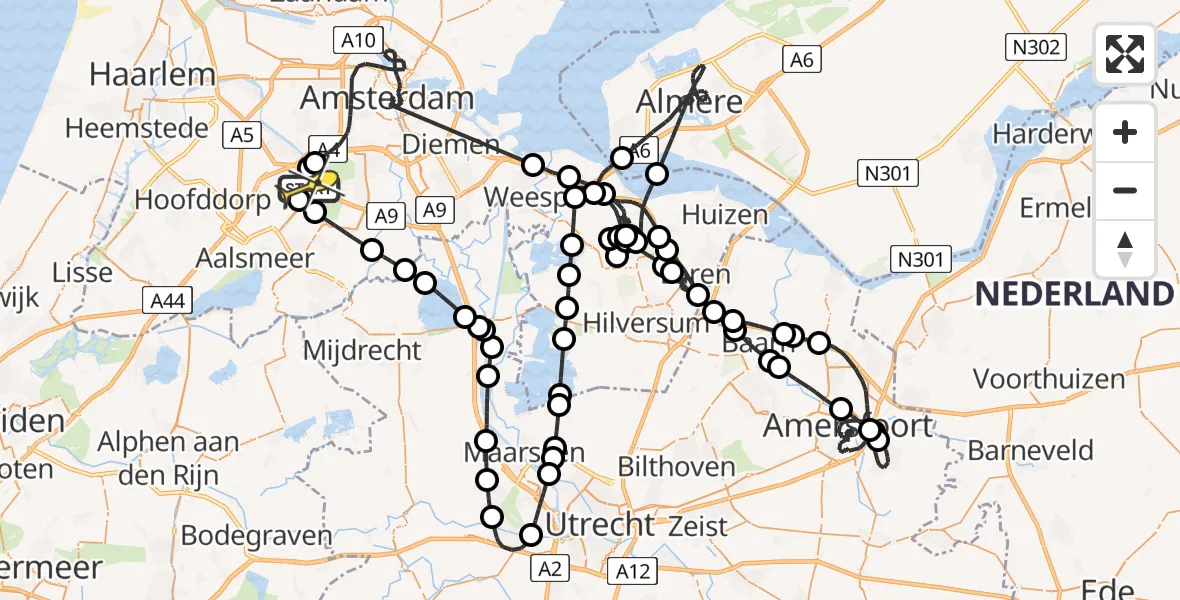 Routekaart van de vlucht: Politieheli naar Schiphol, Walaardt Sacréstraat