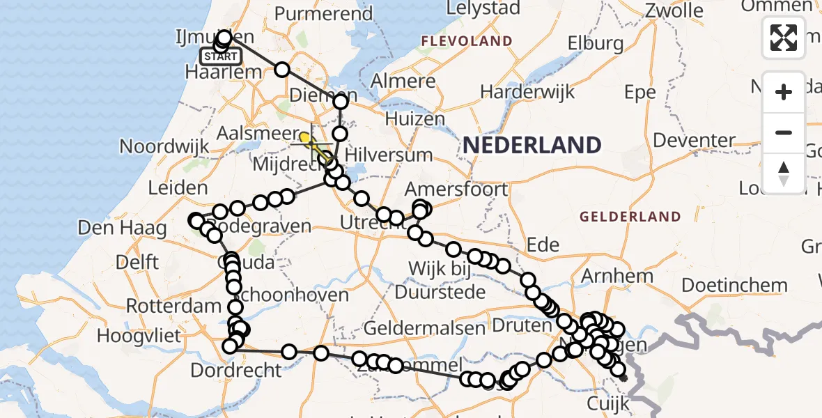 Routekaart van de vlucht: Politieheli naar Vinkeveen, Duin- en Kruidbergerweg