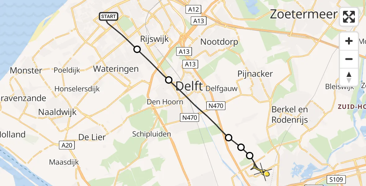 Routekaart van de vlucht: Lifeliner 2 naar Rotterdam The Hague Airport, Leyweg