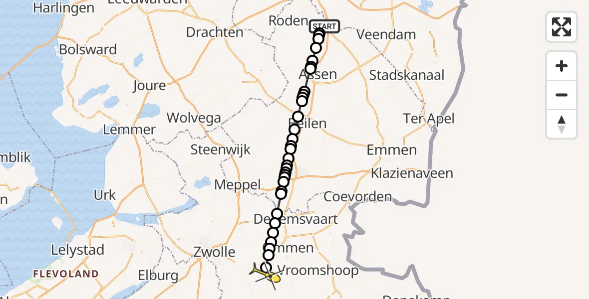Routekaart van de vlucht: Lifeliner 4 naar Lemelerveld, Homsteeg