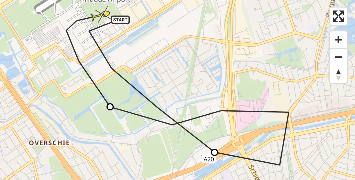 Routekaart van de vlucht: Lifeliner 2 naar Rotterdam The Hague Airport, Brandenburgbaan