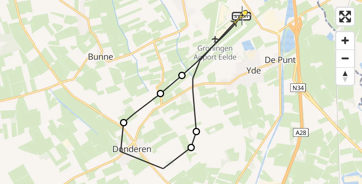 Routekaart van de vlucht: Lifeliner 4 naar Groningen Airport Eelde, Veldkampweg