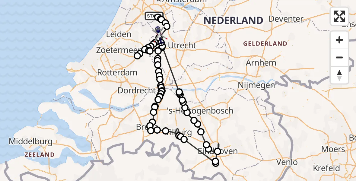 Vluchtroute Politiehelikopter Amstelveen - Kamerik, 05 mei 2024, 08:41