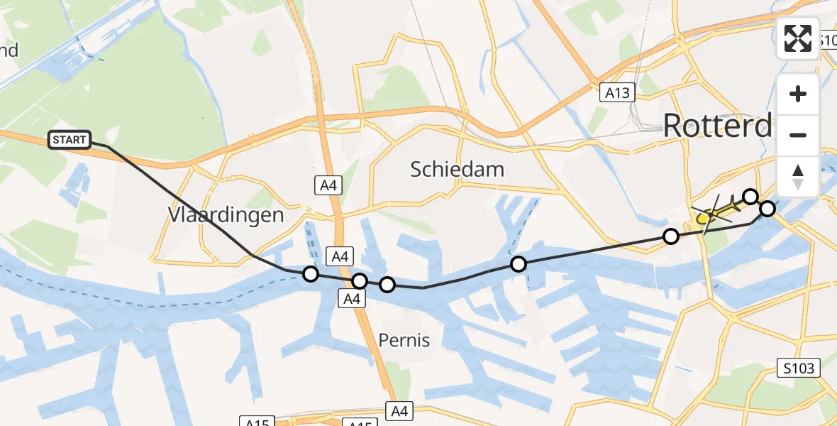 Routekaart van de vlucht: Lifeliner 2 naar Erasmus MC, Gijsbrecht van Amstelstraat