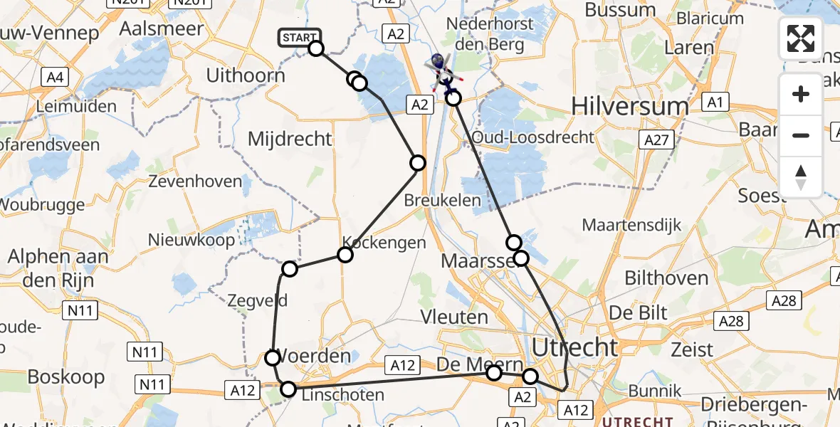 Vluchtroute Politiehelikopter Amstelveen - Baambrugge, 05 mei 2024, 13:13