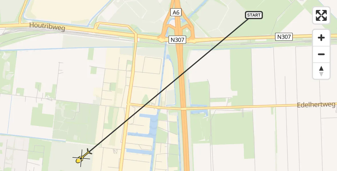 Routekaart van de vlucht: Politiehelikopter naar Lelystad, Zilverstraat