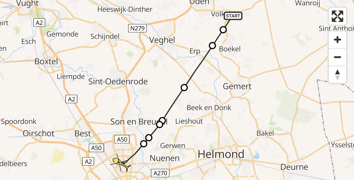 Routekaart van de vlucht: Lifeliner 3 naar Eindhoven, Heikantstraat