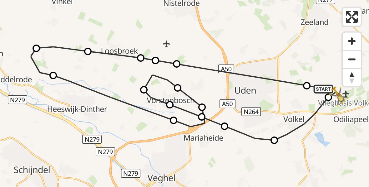 Vluchtroute Traumahelikopter Vliegbasis Volkel - Vliegbasis Volkel, 05 mei 2024, 17:13