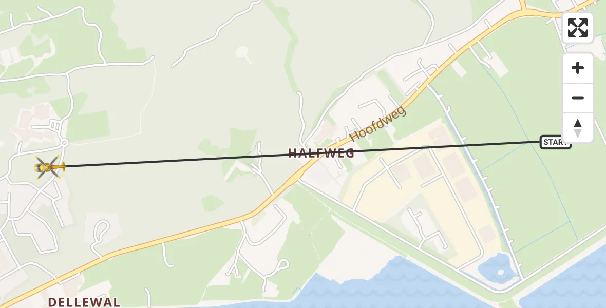 Vluchtroute Ambulancehelikopter West-Terschelling - West-Terschelling, 05 mei 2024, 19:11