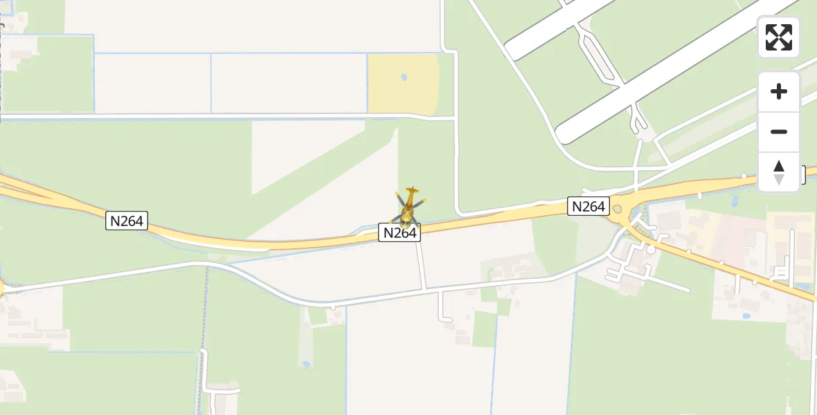 Routekaart van de vlucht: Traumahelikopter naar Vliegbasis Volkel