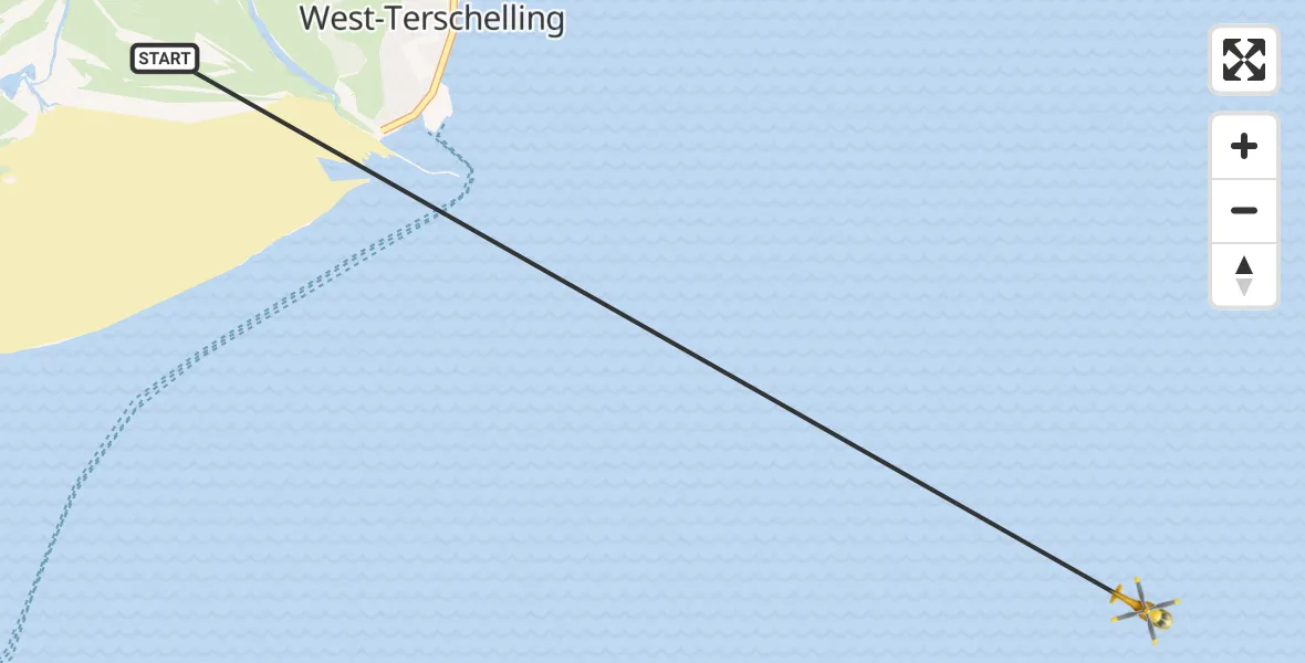 Vluchtroute Ambulancehelikopter West-Terschelling - Formerum, 05 mei 2024, 19:33
