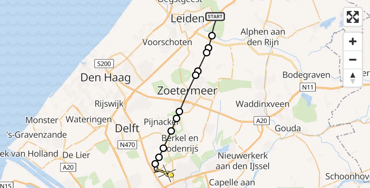 Routekaart van de vlucht: Lifeliner 2 naar Rotterdam The Hague Airport, Peter van der Voortpad
