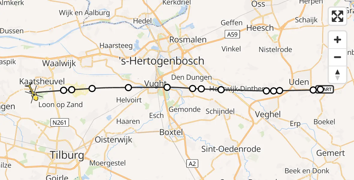 Routekaart van de vlucht: Lifeliner 3 naar Kaatsheuvel, Vloetrand