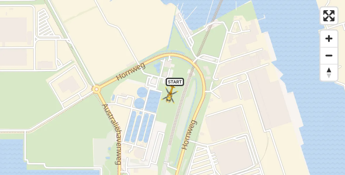 Routekaart van de vlucht: Traumahelikopter naar Amsterdam Heliport, Hornweg