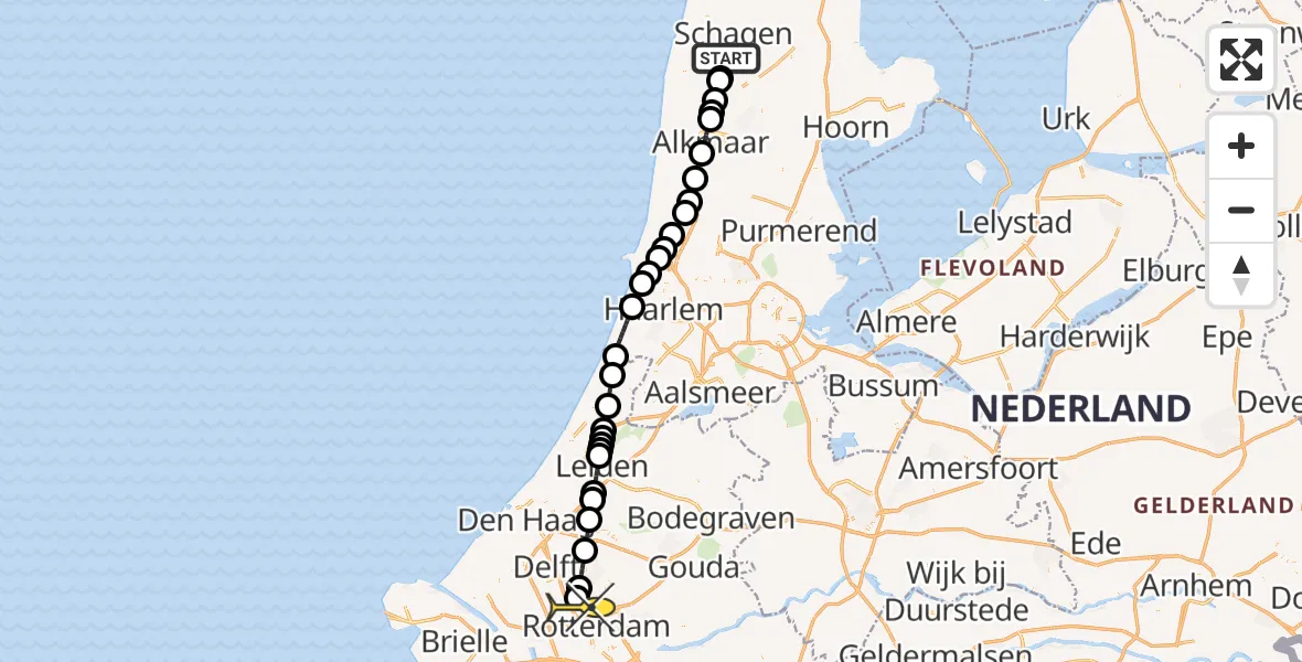 Routekaart van de vlucht: Lifeliner 2 naar Rotterdam The Hague Airport, Provincialeweg