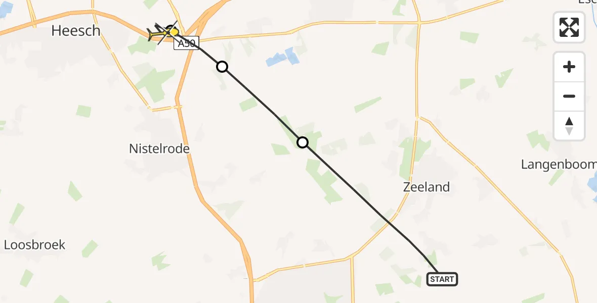 Routekaart van de vlucht: Lifeliner 3 naar Oss, Boekelsedijk