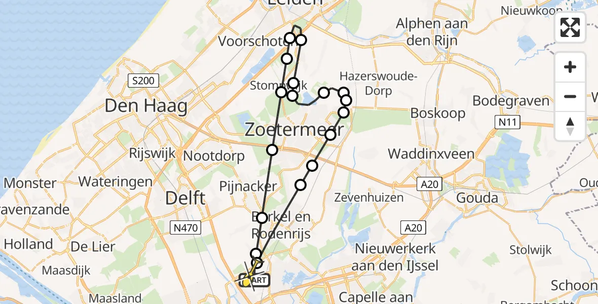 Routekaart van de vlucht: Lifeliner 2 naar Rotterdam The Hague Airport, Oude Bovendijk