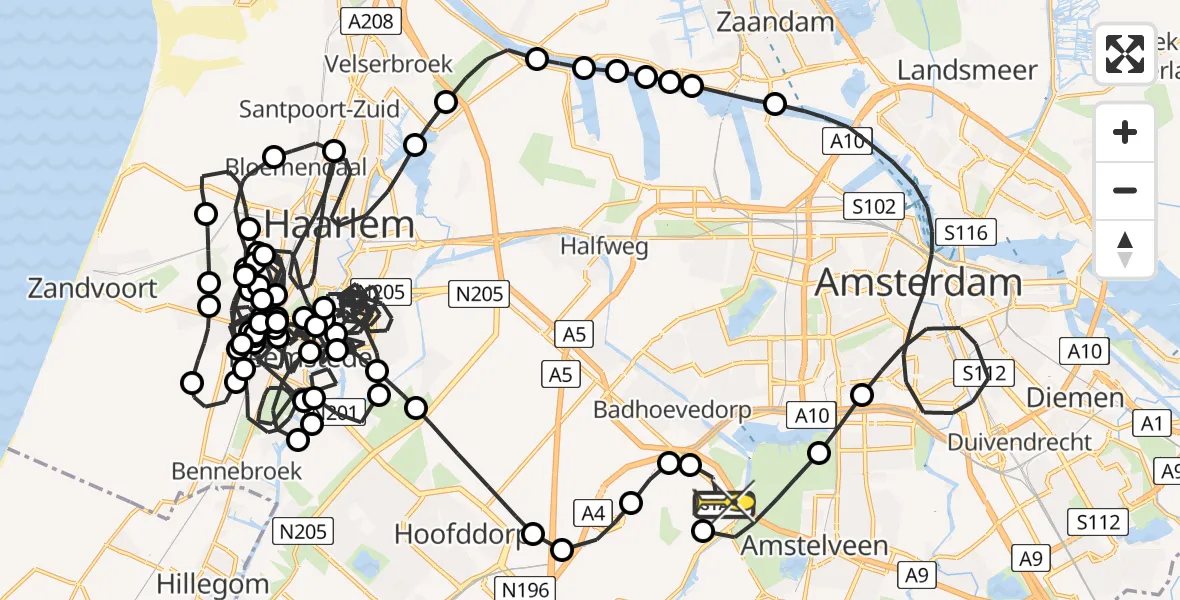 Routekaart van de vlucht: Politieheli naar Schiphol, Cateringweg