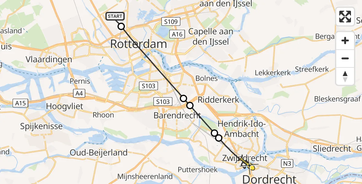 Routekaart van de vlucht: Lifeliner 2 naar Zwijndrecht, Van Leeuwenhoekhof