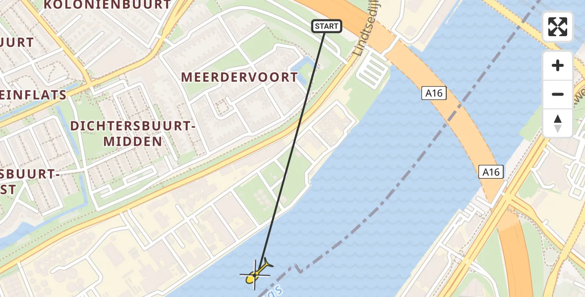 Routekaart van de vlucht: Traumahelikopter naar Zwijndrecht, Mijlsehaven