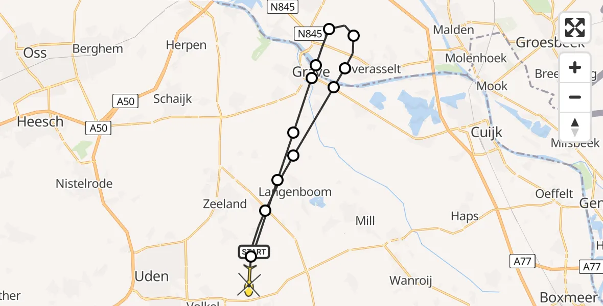 Routekaart van de vlucht: Lifeliner 3 naar Vliegbasis Volkel, Nieuweweg