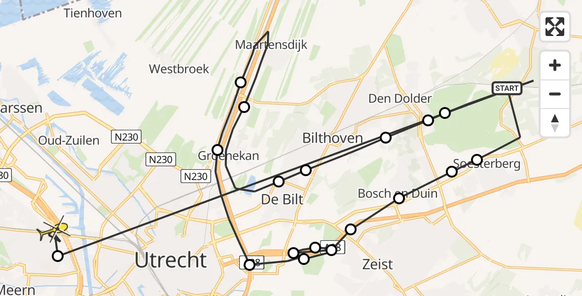 Routekaart van de vlucht: Politieheli naar Utrecht, Van Weerden Poelmanweg