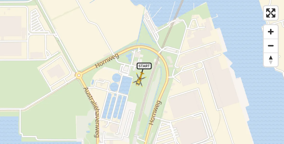 Vluchtroute Traumahelikopter van Amsterdam Heliport naar Amsterdam Heliport