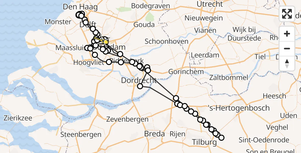 Routekaart van de vlucht: Politiehelikopter naar Rotterdam The Hague Airport, Bovendijk