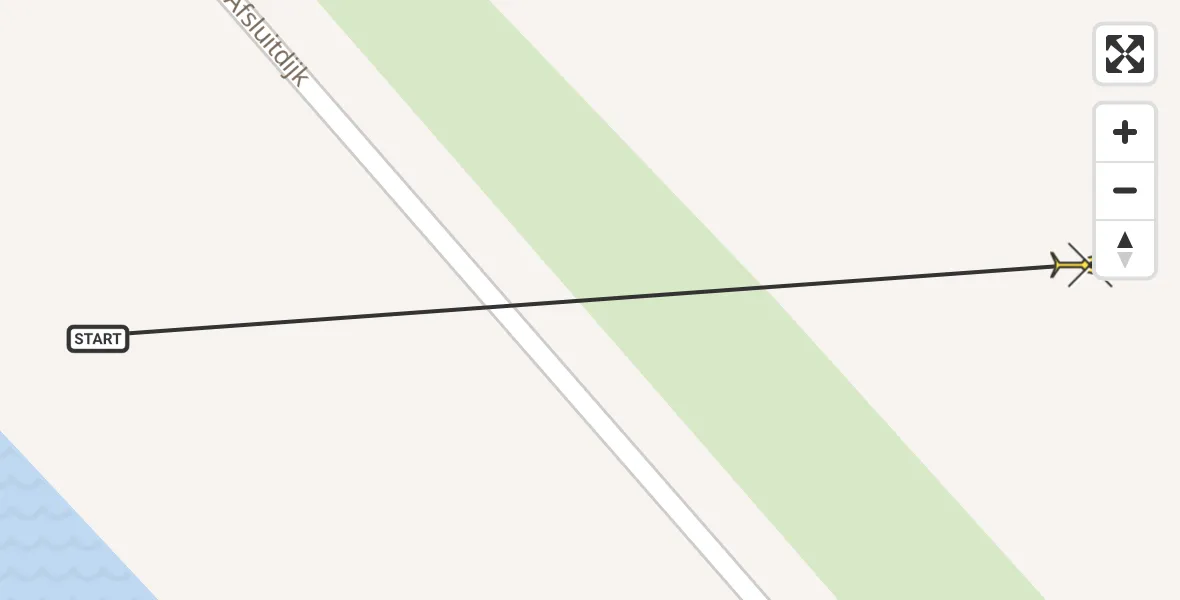 Routekaart van de vlucht: Traumahelikopter naar Breezanddijk, Afsluitdijk