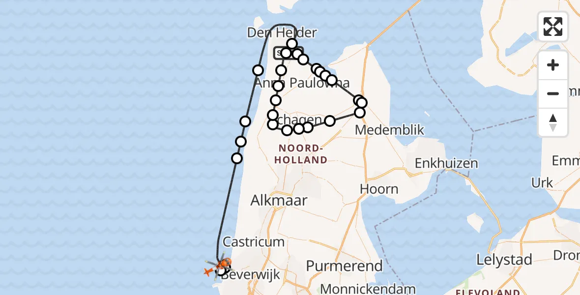 Vluchtroute Kustwachthelikopter Vliegveld De Kooy - , 06 mei 2024, 16:30