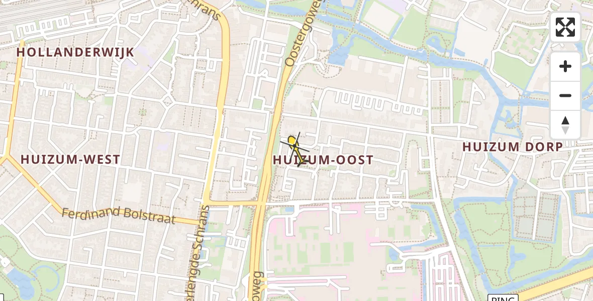 Vluchtroute Ambulancehelikopter van Leeuwarden naar Leeuwarden