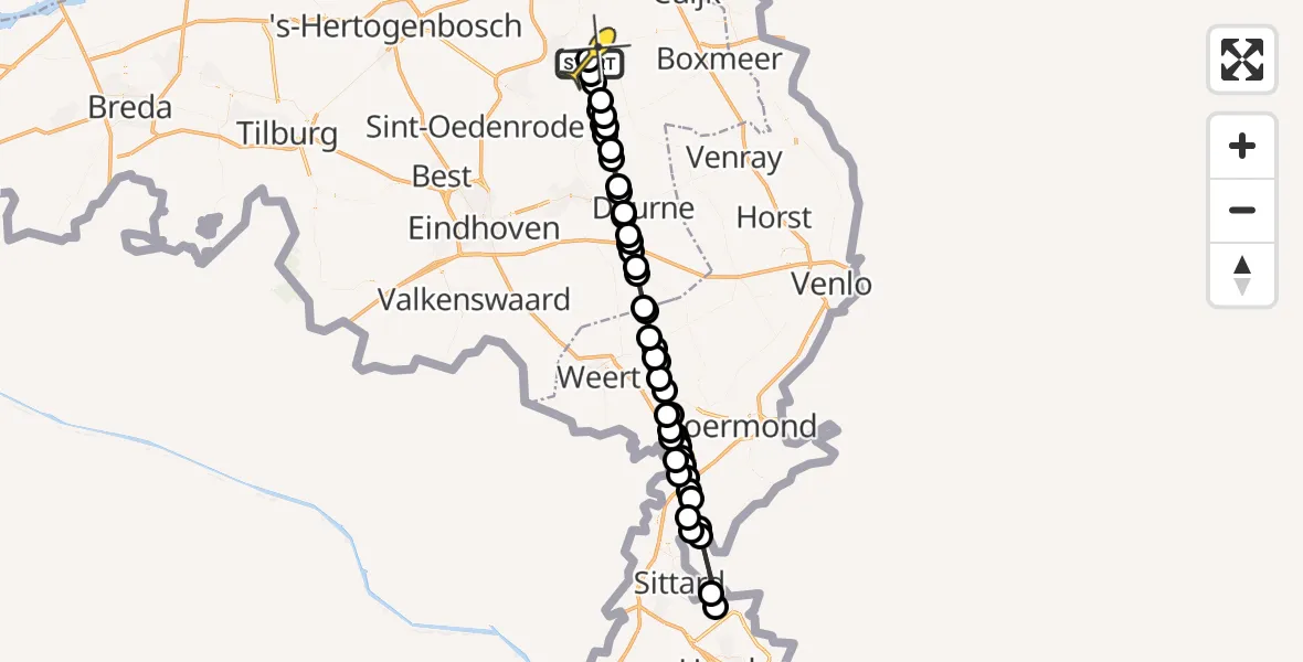 Routekaart van de vlucht: Lifeliner 3 naar Vliegbasis Volkel, Vlinderplas