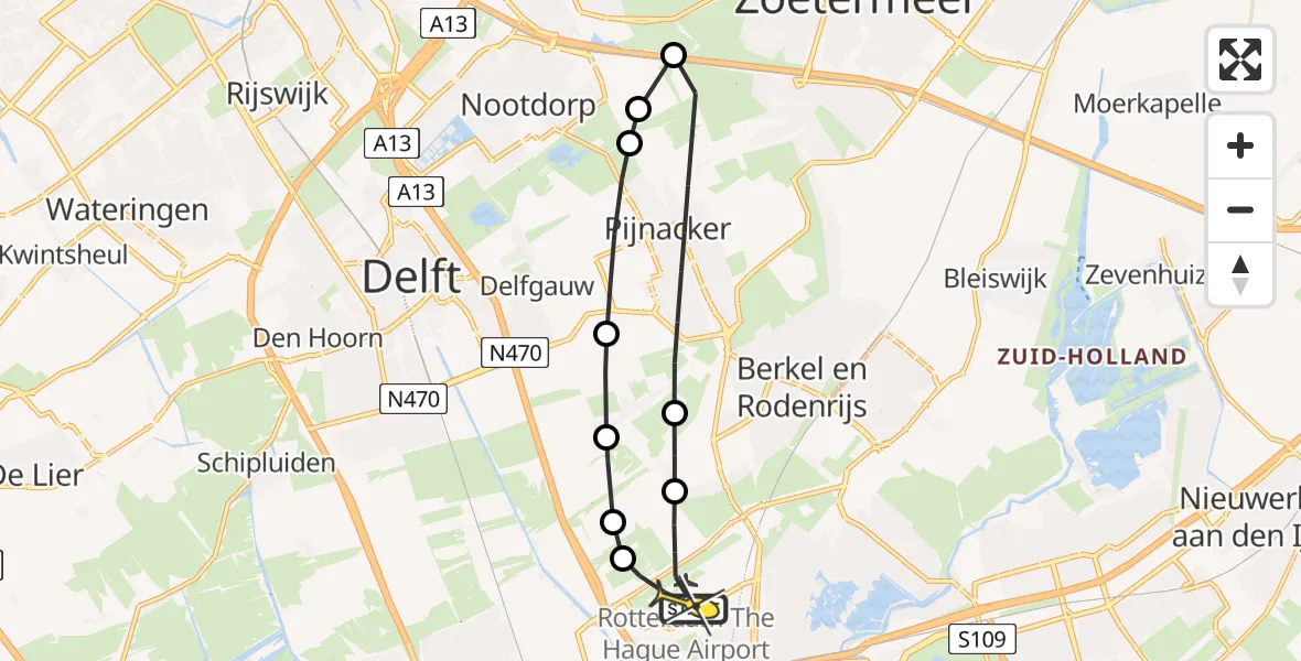 Routekaart van de vlucht: Lifeliner 2 naar Rotterdam The Hague Airport, A16 Rotterdam