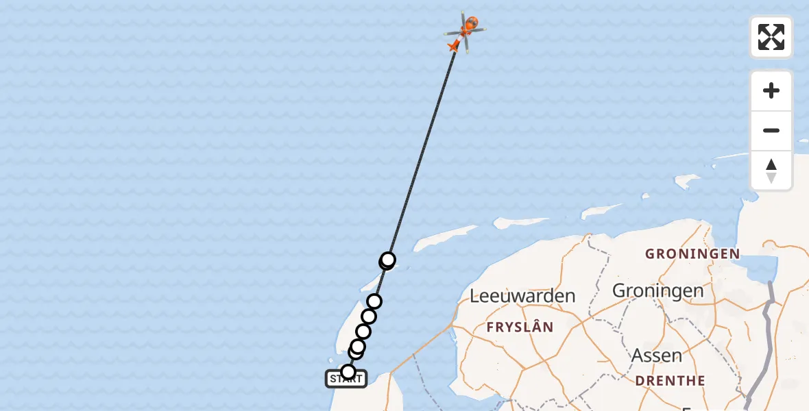 Vluchtroute Kustwachthelikopter Vliegveld De Kooy - , 07 mei 2024, 02:54