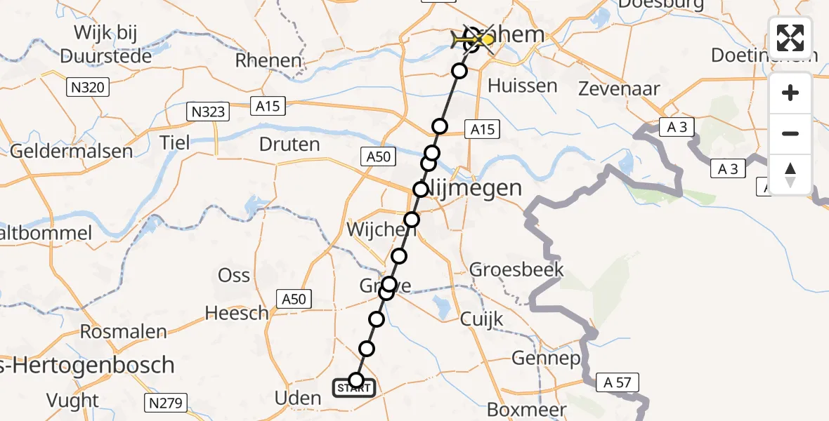 Routekaart van de vlucht: Lifeliner 3 naar Arnhem, Beemdsteeg