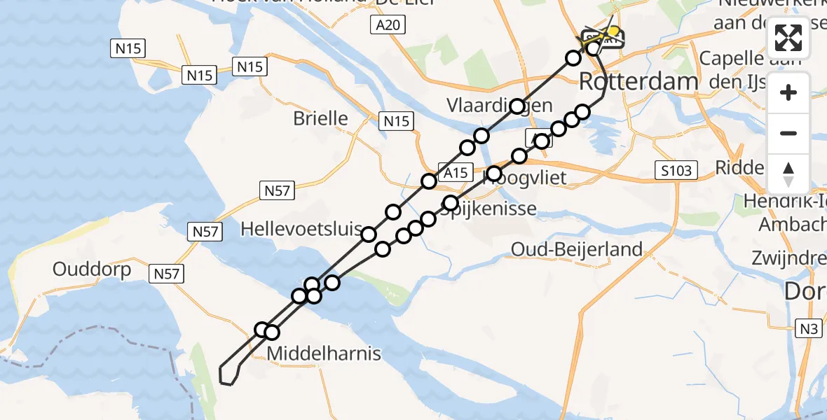 Routekaart van de vlucht: Lifeliner 2 naar Rotterdam The Hague Airport, Vliegveldweg