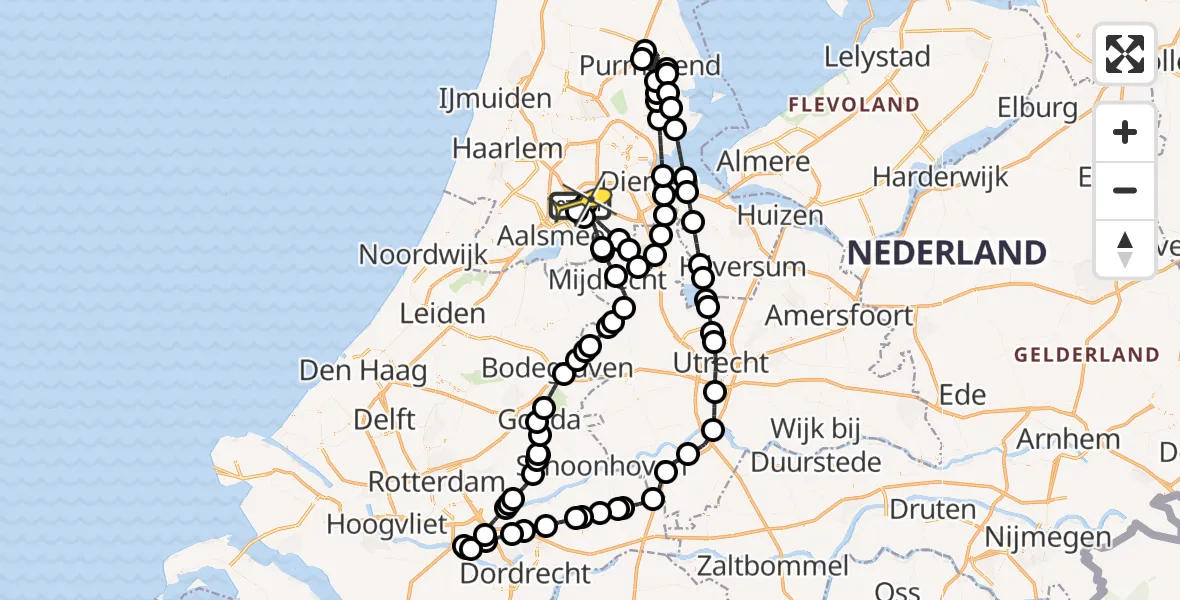 Routekaart van de vlucht: Politieheli naar Schiphol, Ringvaart-Schipholdijk