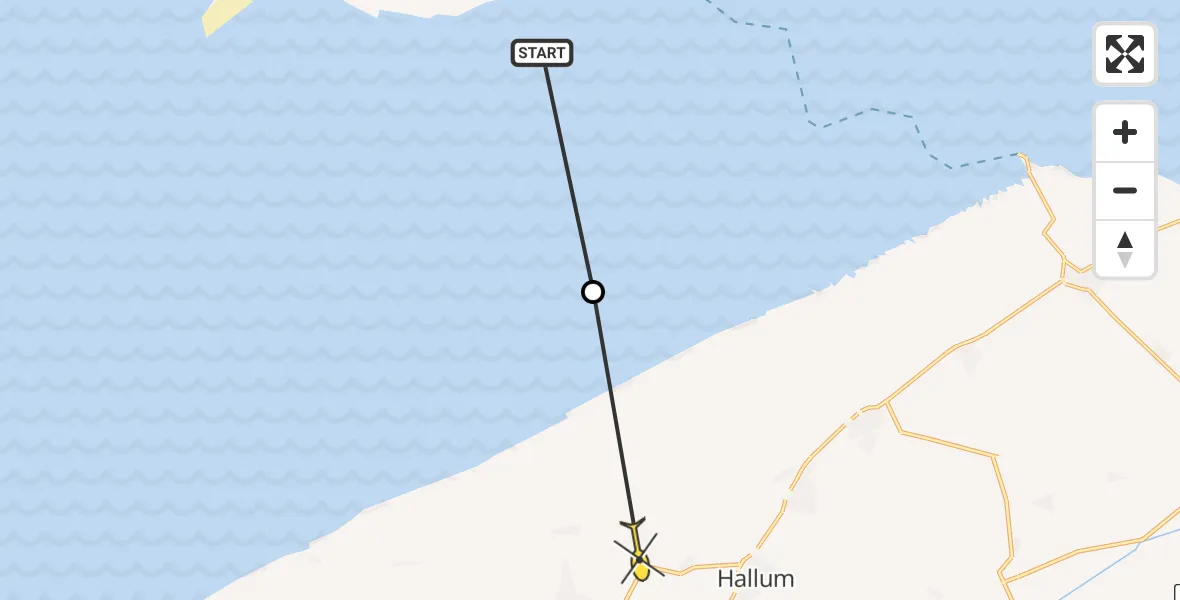 Routekaart van de vlucht: Ambulancehelikopter naar Oudebildtzijl, Koedijk