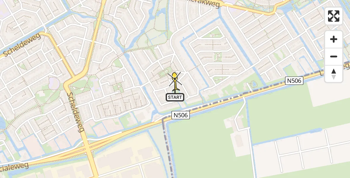 Vluchtroute Traumahelikopter van Hoorn naar Hoorn