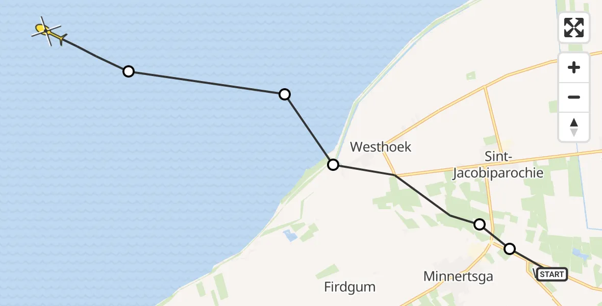 Routekaart van de vlucht: Ambulancehelikopter naar Formerum, Moaije Peal