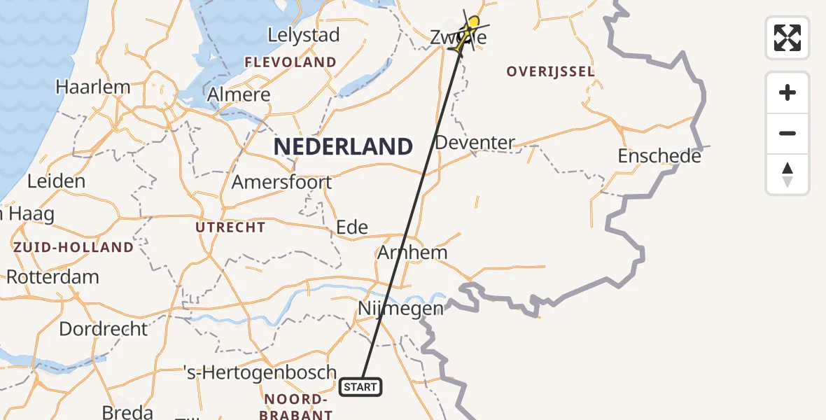 Routekaart van de vlucht: Traumaheli naar Zwolle, Dokter van Heesweg