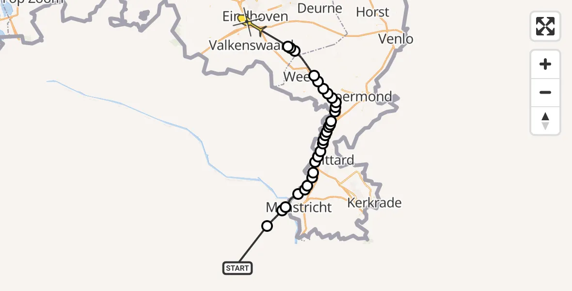 Routekaart van de vlucht: Politiehelikopter naar Eindhoven, High Tech Campus